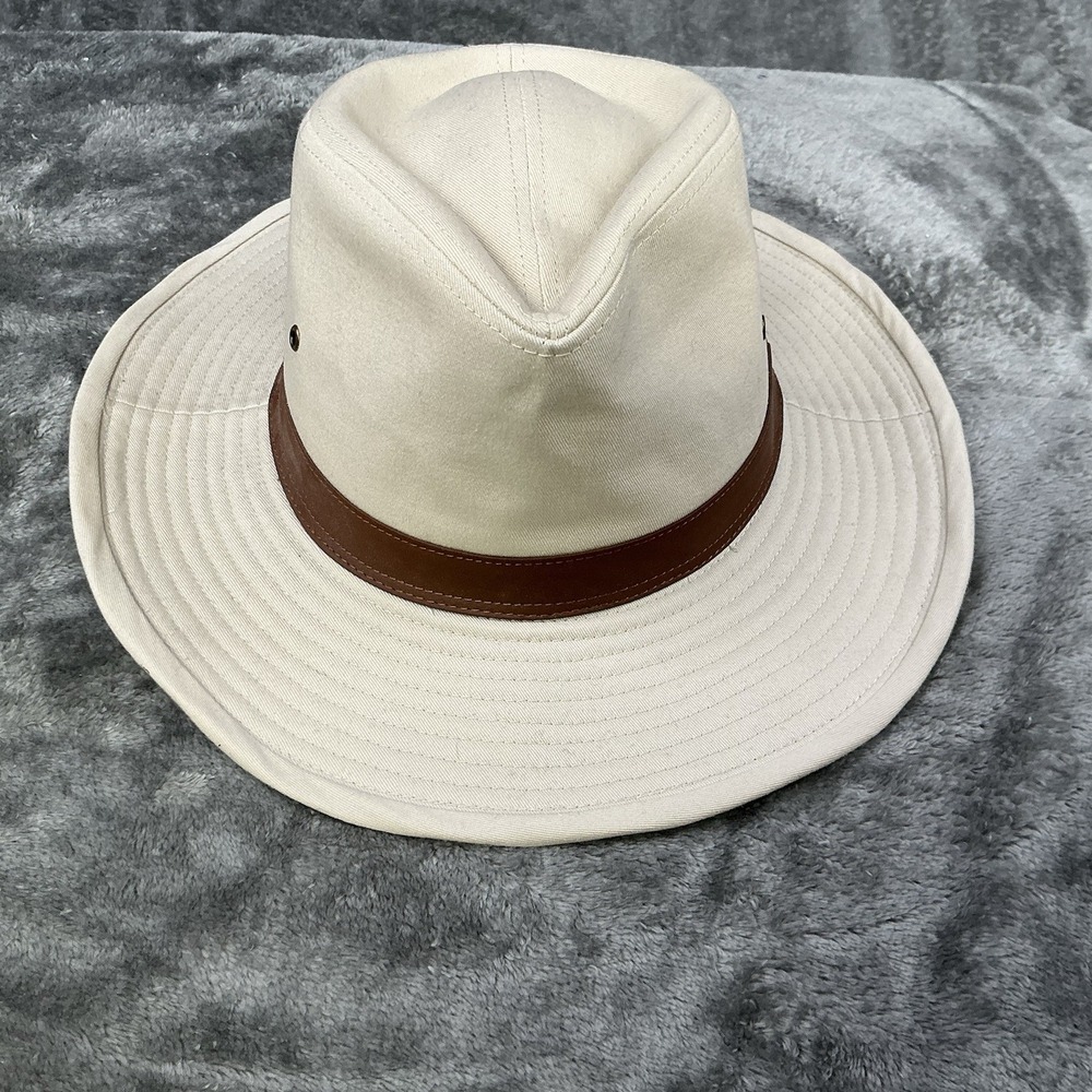 Dorfman Pacific Safari Hat Khaki Brown Cotton Wide Brim Outdoor Anglercore Sz L
